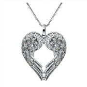 Jiaroswwei Women 925 Silver Plated Delicate Angle Wing Heart Love Pendant Chain Necklace